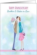 Brother and Sister in Law Anniversary Modern Couple card