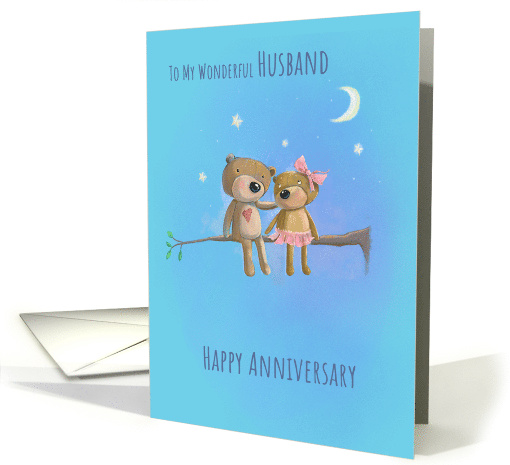 For Husband Anniversary Sweet Bears in Moonlight card (1732788)