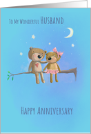 For Husband Anniversary Sweet Bears in Moonlight card