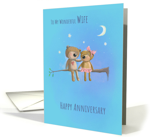 For Wife Anniversary Sweet Bears in Moonlight card (1732790)