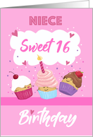 Niece Sweet 16 Birthday Cupcakes card