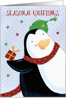 Seasonal Greetings Cute Penguin Stars card