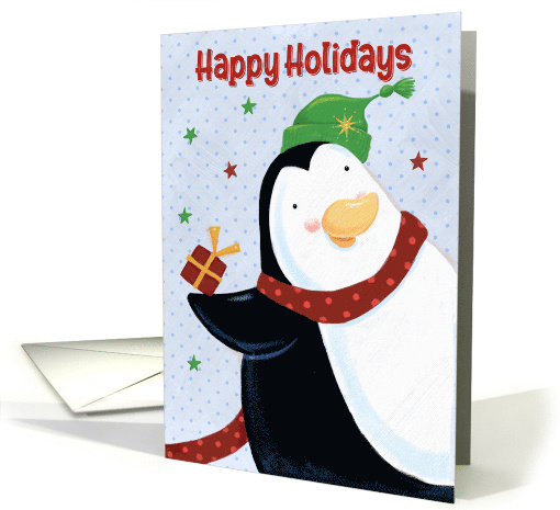 Happy Holidays Cute Penguin Stars card (1736204)