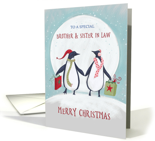 Brother and Sister in Law Merry Christmas Penguin Moon card (1737740)