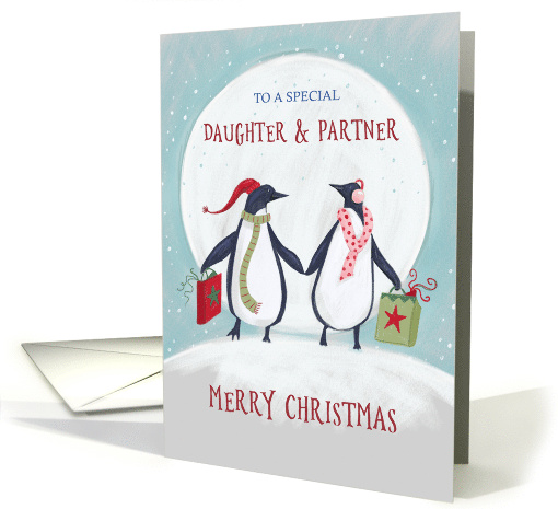 Daughter and Partner Merry Christmas Penguin Moon card (1737744)