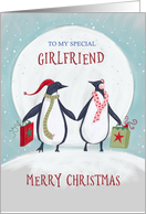 Girlfriend Merry Christmas Penguin Moon card