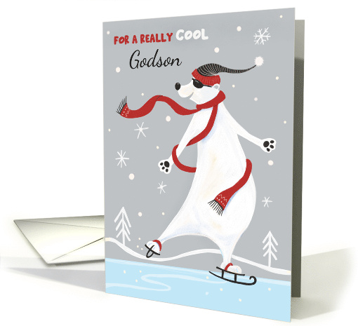 Godson Christmas Skating Polar Bear card (1739370)