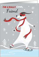 Friend Christmas Skating Polar Bear card