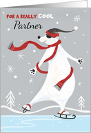Partner Christmas Skating Polar Bear card