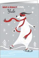 Cool Yule Christmas Skating Polar Bear card