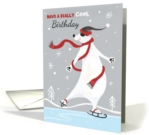 Birthday at Christmas Cool Skating Polar Bear card (1739394)