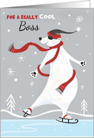 Cool Boss Christmas Skating Polar Bear card