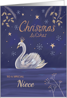 Niece Christmas Wishes Moonlit Swan card