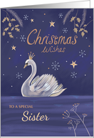 Sister Christmas Wishes Moonlit Swan card