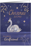 Girlfriend Christmas Wishes Moonlit Swan card