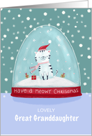 Great Granddaughter Christmas Cat in Snow Globe card