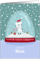 Niece Christmas Cat in Snow Globe card