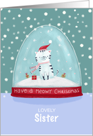 Sister Christmas Cat in Snow Globe card