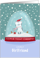 Girlfriend Christmas Cat in Snow Globe card