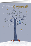 Godparents Christmas Owls on Tree card