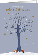 Sister and Sister in Law Christmas Owls on Tree card