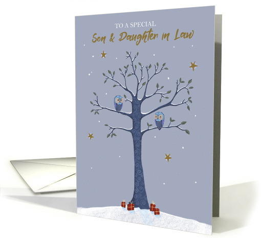 Son and Daughter in Law Christmas Owls on Tree card (1740276)