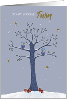 My Twin Christmas Owls on Tree card