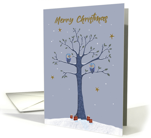 Merry Christmas Owls on Tree card (1740294)