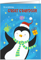 Great Grandson Christmas Holiday Penguin card