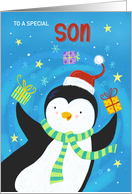 Son Christmas Holiday Penguin card