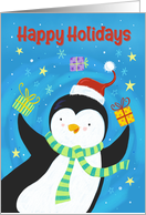 Happy Holidays Christmas Penguin card