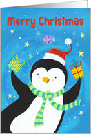 Merry Christmas Penguin with Gifts card