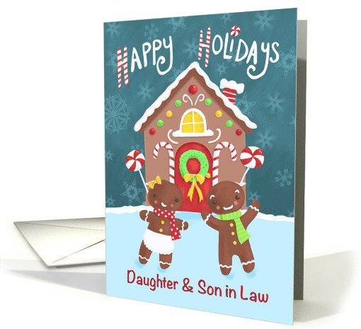 Daughter and Son in Law Happy Holiday Gingerbread Couple House card
