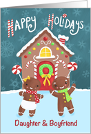 Daughter and Boyfriend Happy Holiday Gingerbread Couple House card