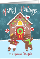 Special Couple Happy Holiday Gingerbread Couple House card