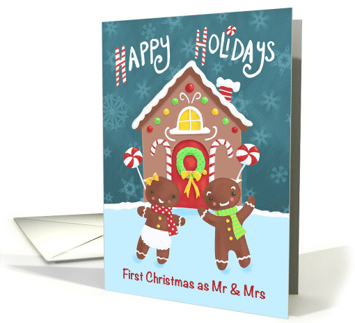 First Christmas Mrs and Mrs Holiday Gingerbread Couple House card