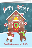 First Christmas Mrs and Mrs Holiday Gingerbread Couple House card