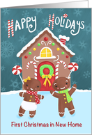 First Christmas in New Home Holiday Gingerbread Couple House card