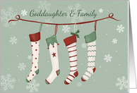 Goddaughter and Family Christmas Stockings and Snowflakes card