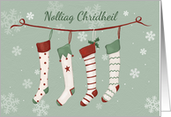 Scottish Gaelic Language Christmas Stockings and Snowflakes card