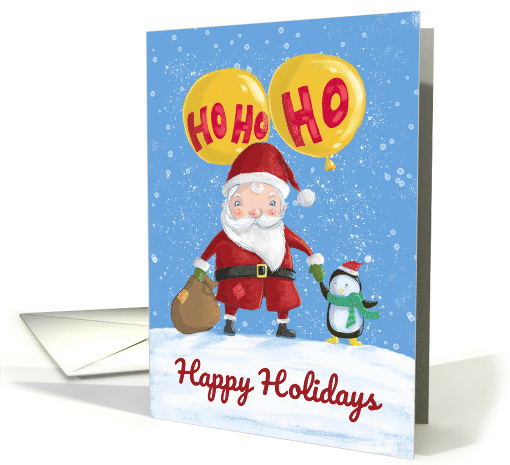 Happy Holidays Santa and Penguin Ho Ho Ho card (1742156)
