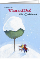 Mum and Dad Christmas Couple Under Tree card
