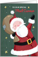 Mail Carrier Christmas Santa Claus Wave card