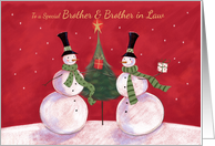 Brother and Brother in Law Christmas Snowmen with Tree and Gifts card