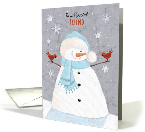 Friend Christmas Soft Snowman with Red Cardinal Birds card (1744254)