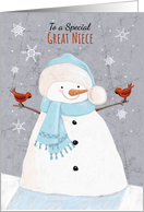 Great Niece Christmas Soft Snowman with Cardinal Birds card