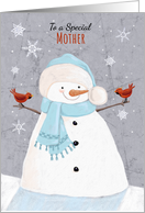 Mother Christmas Soft Snowman with Cardinal Birds card