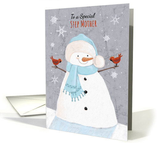 Step Mother Christmas Soft Snowman with Cardinal Birds card (1744274)