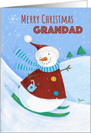 Grandad Merry Christmas Skiing Snowman card