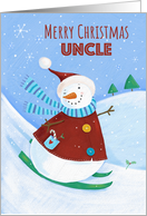 Uncle Merry Christmas Skiing Snowman card